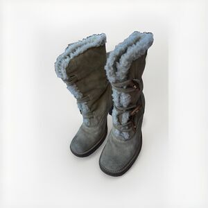 Women's Boots Steve Madden Kacey Boots Mid Calf Sz 7 Suede Leather Fur